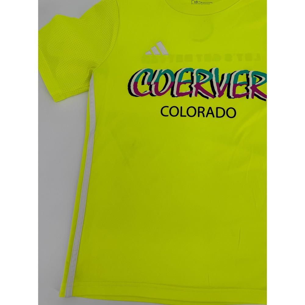 Adidas Coerver Colorado Kids Soccer Jersey Neon Yellow Size Large 13-14Y - Picture 9 of 10